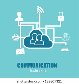 Social media design over blue background, vector illustration