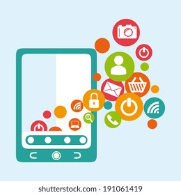 Social media design over blue background, vector illustration