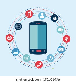 Social media design over blue background, vector illustration