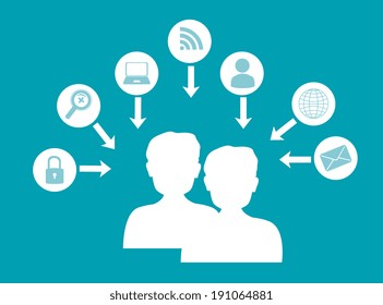 Social media design over blue background, vector illustration