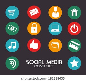 social media design over dark background vector illustration