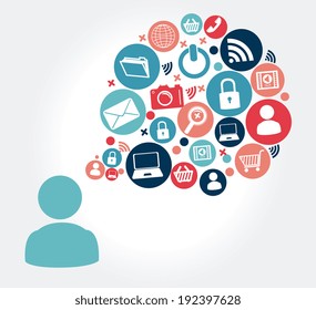Social media design over gray background, vector illustration