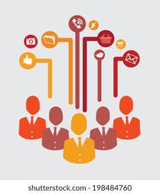 Social media design over gray background, vector illustration