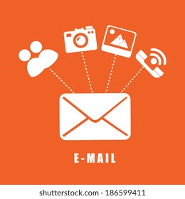Social media design over orange background, vector illustration