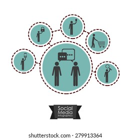 Social Media design over white background, vector illustration