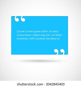 Social media design quote layout template. Square qotation presentation with blue frame and white content placeholder for your text. Minialistic designed quote motto templates