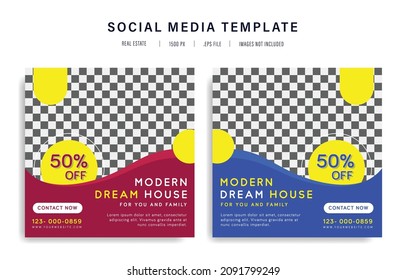 Social Media Design Template Of Home Sale Real Estate Promotion. Great For Flier, Brochure, Instagram Post, Linkedin Post For Real Estate, Property Promotion Product.