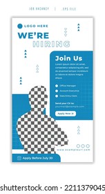 Social media design template of job vacancy, hiring team. Great for post and story banner design
