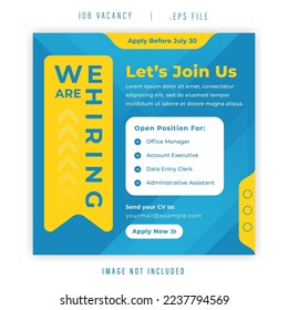 Social media design template for job vacancy, hiring team. Great for post and story banner design