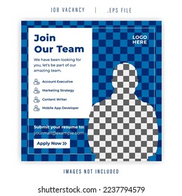 Social media design template for job vacancy, hiring team. Great for post and story banner design