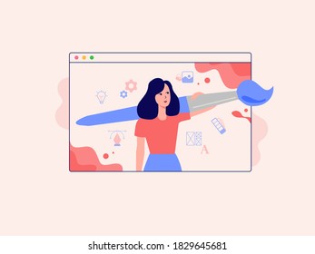 Social media designer concept work vector illustration