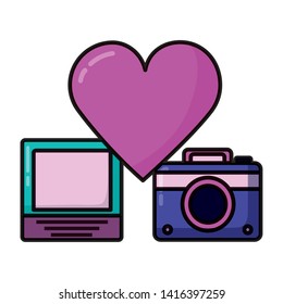 social media digital love heart photo camera vector illustration