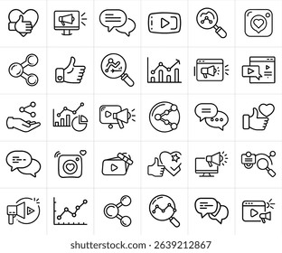 Social Media and Digital Marketing Icon Set for Engaging Online Campaigns and Branding
