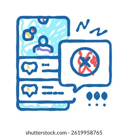 social media discrimination doodle icon sketch vector. social media discrimination sign. isolated symbol illustration