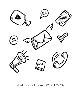 social media doodle icon hand drawn