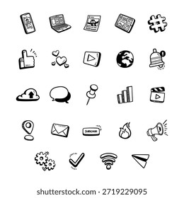 Elementos de ilustración de doodle de redes sociales