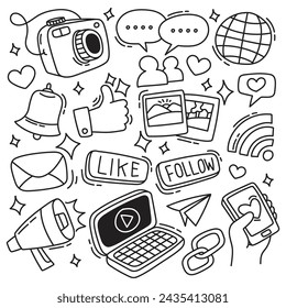 Social media doodle set collection