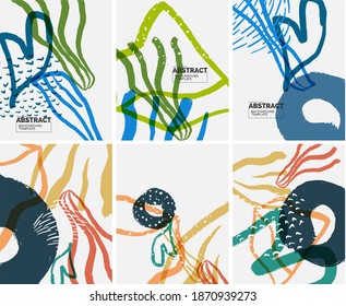 Social media doodle shapes abstract background set. Vector illustration for covers, banners, flyers