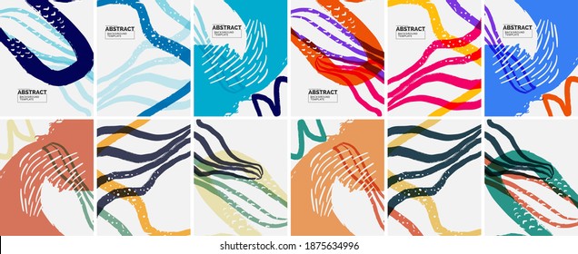 Social media doodle shapes abstract background set. Vector illustration for covers, banners, flyers