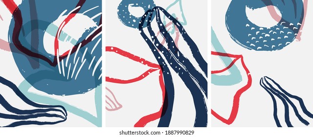 Social media doodle shapes abstract background set. Vector illustration for covers, banners, flyers