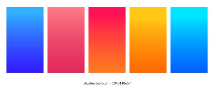 Social media duotone gradient background set. Social network stories soft colorful theme pack. Rainbow graphic display, wallpaper. Modern vibrant mobile app design. Blending bright duo colors template