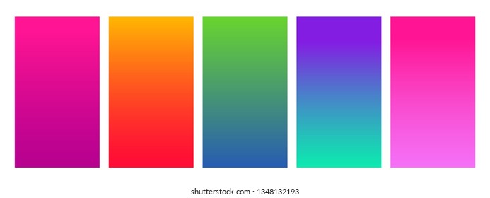 Social media duotone gradient background set. Social network stories soft colorful theme pack. Rainbow graphic display, wallpaper. Modern vibrant mobile app design. Blending bright duo colors template