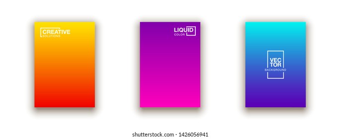 Social media duotone gradient background set. Social network stories soft colorful theme pack. Rainbow graphic display, wallpaper. Modern vibrant mobile app design. Blending bright duo colors template