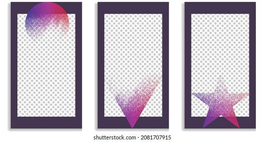 Social media editable covers with grainy effects .Grunge design . Contemporary style . Post frame stories templates. Layout for promotion .Media banner .Vector