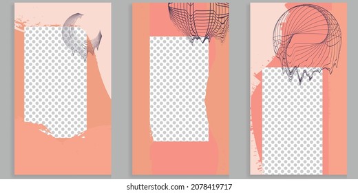 Social media editable covers with simple design elements . Contemporary style . Post frame stories templates. Layout for promotion .Media banner .Vector