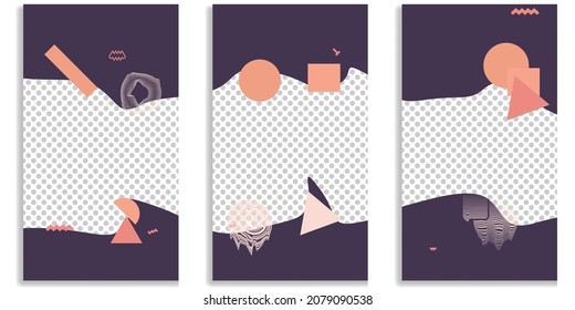 Portadas editables en medios sociales con elementos de diseño simples. Estilo contemporáneo. Publicar plantillas de cuadros.  Diseño para la promoción .Banner multimedia .Vector