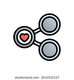 Social media. Editable vector icon, coloured with outlined stroke.