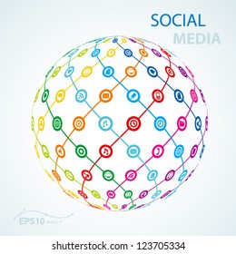 social media element icon sheme globe worldwide / vector