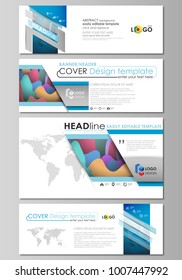 Social media and email headers set, modern banners. Business templates. Flat style vector layout in popular sizes. Bright color pattern, colorful design, shapes forming abstract beautiful background.