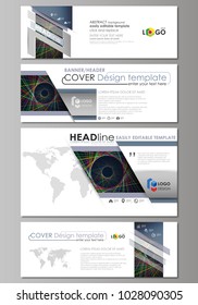 Social media and email headers set, modern banners. Business templates. Abstract design template, vector layouts in popular sizes. Bright color lines, colorful beautiful background. Perfect decoration