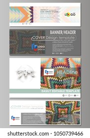 Social media and email headers set, modern banners. Business templates. Abstract design template, vector layouts in popular sizes. Tribal pattern, ornament in ethno syle, vintage fashion background.