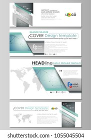 Social media and email headers set, modern banners. Abstract design template, vector layouts in popular sizes. Geometric background. Molecular structure. Scientific, medical, technology concept.