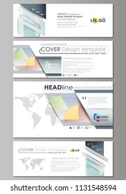 Social media and email headers set, modern banners. Easy editable abstract template, vector layouts in popular sizes. Minimalistic design with lines, geometric shapes forming beautiful background.