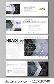 Social media and email headers set, modern banners. Business templates. Abstract design template, vector layouts in popular sizes. Bright color lines, colorful beautiful background. Perfect decoration