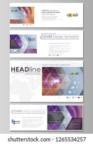 Social media and email headers set, modern banners. Business templates. Abstract template, vector layouts in popular sizes. Bright color colorful design, beautiful futuristic background.