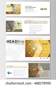 Social media and email headers set, modern vector banners. Business design templates. Flat layout in popular formats. Islamic golden pattern, overlapping geometric shapes forming abstract ornament.