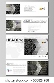 Social media and email headers set, modern banners. Business design templates, vector layouts in popular sizes. Celtic pattern. Abstract ornament, geometric vintage texture, medieval ethnic style