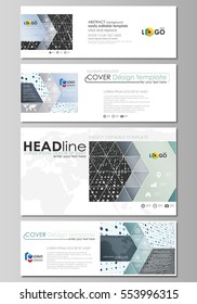 Social media and email headers set, banners. Business templates. Easy editable layouts in popular sizes. Soft color dots with illusion of perspective, dotted background. Modern elegant vector design.