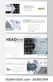 Social media and email headers set, modern banners. Business templates. Flat layouts in popular sizes. High tech design. Science, technology concept. Futuristic abstract vector background.