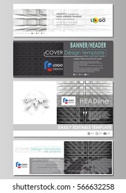 Social media and email headers set, modern banners. Business templates. Vector layouts in popular sizes. Abstract infinity background, 3d structure with rectangles forming illusion of perspective.