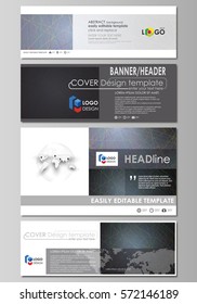 Social media and email headers set, modern banners. Business templates. Vector layouts in popular sizes. Colorful dark background with abstract lines. Bright color chaotic, random, messy curves.