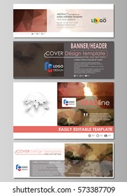 Social media and email headers set, modern banners. Business templates. Abstract design template, vector layouts in popular sizes. Romantic couple kissing. Geometrical pattern in triangular style