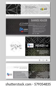 Social media and email headers set, modern banners. Business design templates, vector layouts in popular sizes. Celtic pattern. Abstract ornament, geometric vintage texture, medieval ethnic style.