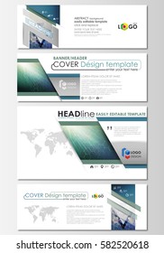 Social media and email headers set, modern banners. Business templates. Abstract design template, vector layout. Chemistry pattern, hexagonal molecule structure. Medicine, science, technology concept.
