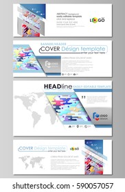Social media and email headers set, modern banners. Abstract design templates, vector layouts. Bright color colorful minimalist backdrop with geometric shapes, minimalistic background
