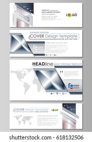Social media and email headers set, modern banners. Abstract design template, vector layouts in popular sizes. Simple monochrome geometric pattern. Abstract polygonal style, stylish modern background.